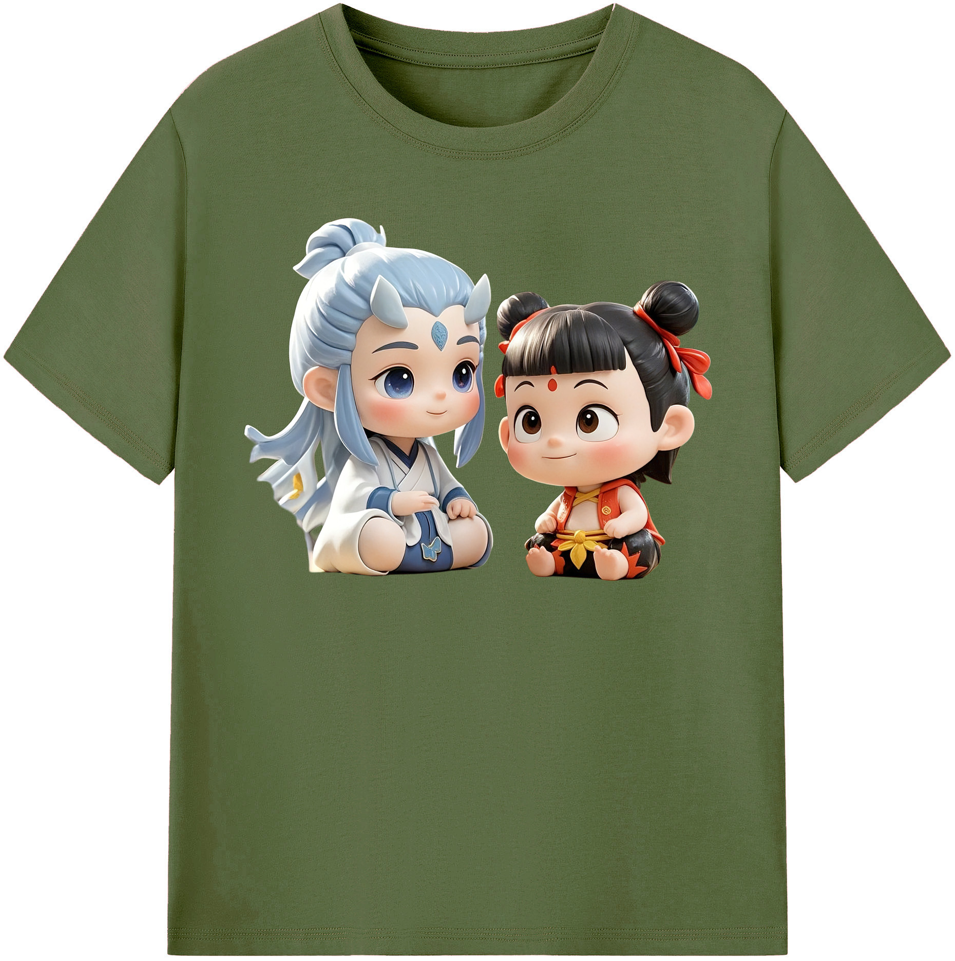（画像用） Ne Zha 2 ナタ 魔童の大暴れ 綿100％半袖Tシャツ（フロントプリント）